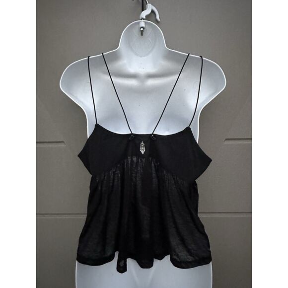 Free People Movement Black Catch Me Drift Tank Top XS Small Semi Sheer OB126447 - Picture 12 of 16